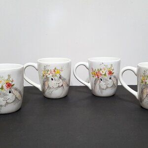 NEW Certified International Set of 4 Sweet Bunny Mugs 20 OZ Earthenware